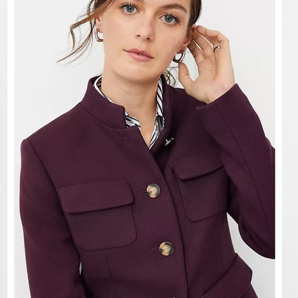 NEW Ann Taylor Mock Neck Patch Pocket Jacket Size 8 - Picture 3 of 5
